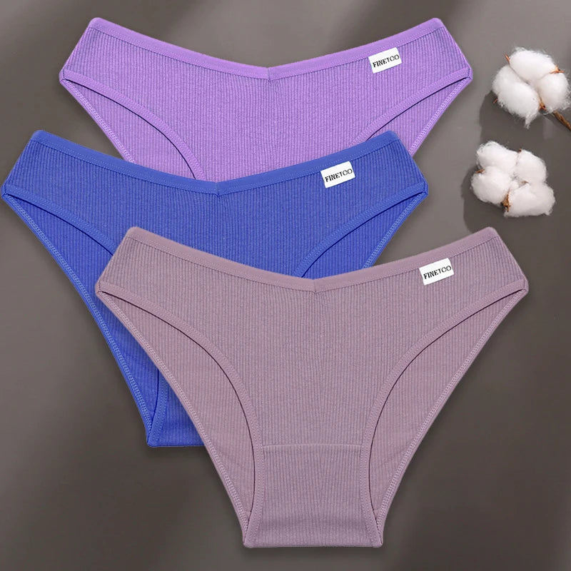 3PCS Sexy Panties Cotton V-shape