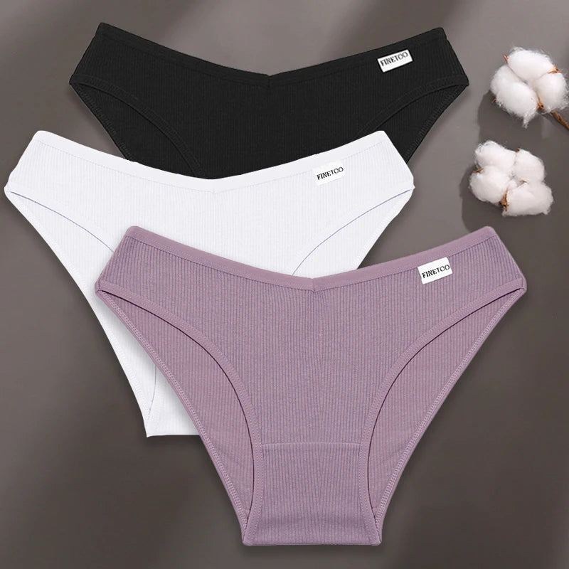 3PCS Sexy Panties Cotton V-shape